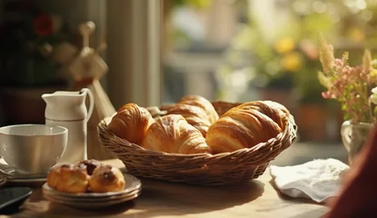 Foto op Plexiglas anti-reflex Bakkerij Pastry croissant food breakfast bakery
