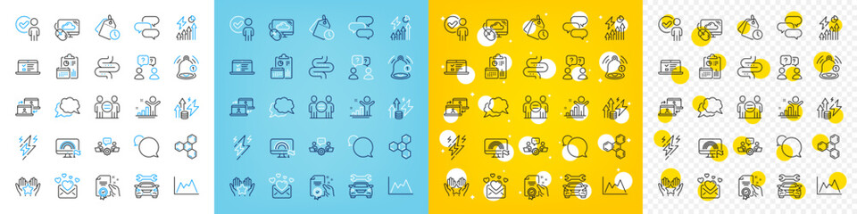 Vector icons set of Electricity consumption, Time management and Certificate line icons pack for web with Chemical formula, Ranking, Talk bubble outline icon. Ethics, Web lectures. Vector