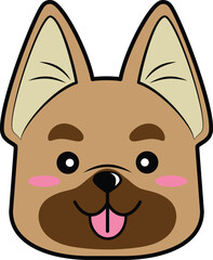 cute element or icon of happy puppy german shepherd face vector illustration