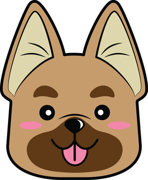 recommend clip art: cute element or icon of happy puppy german shepherd face vector illustration