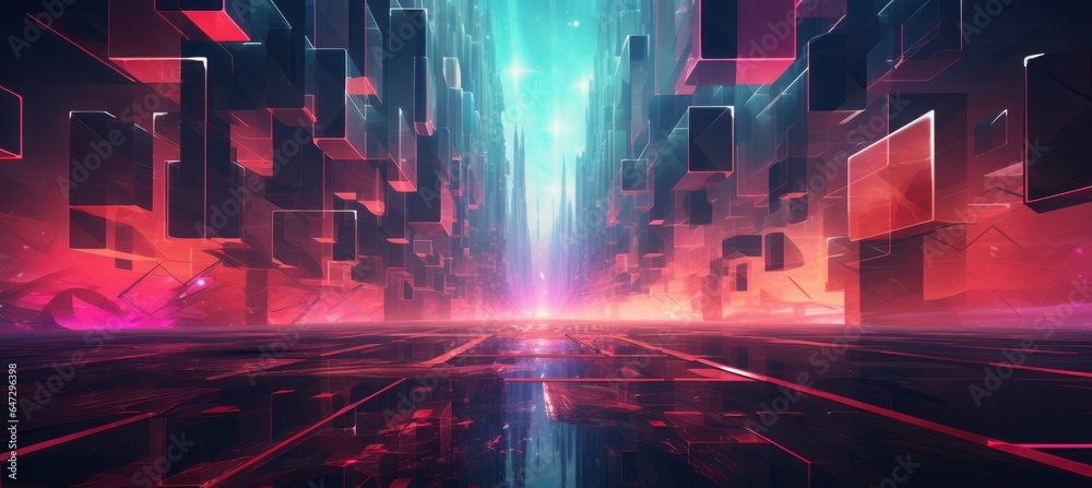 Poster metaverse virtual world. generative ai technology.