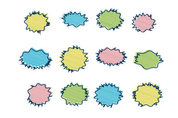 Comic book style Bubble comic speech set stickers design any purposes Social network vector illustration blank in flat style chat symbol label tag dialog word Online chat clouds comments Youth slang