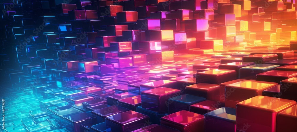 Poster Colorful blockchain cyberspace technology background. Generative AI technology.	
