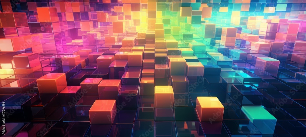 Aufkleber Abstract cube blockchain technology background. Generative AI technology.	
