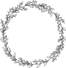 Leaf Wreath Outline