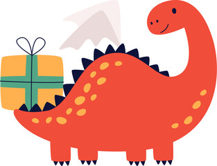 Christmas Dragon With Present