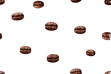 Coffee beans seamless background. Vector illustration