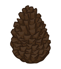 Cartoon clipart of pine cone. Doodle of autumn forest harvest. Contemporary vector illustration isolated on white background.