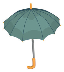 Doodle of open umbrella. Cartoon clipart of rainy weather accessory. Contemporary vector illustration isolated on white background.