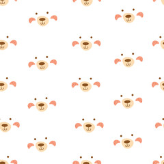 Vector cute bear collection cartoon seamless pattern set hand drawn cute doodle characters animal