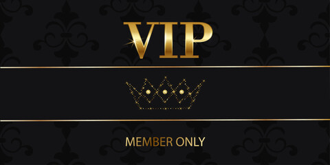 VIP gift card template with crown in glitter effect