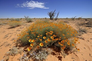 Medicinal plant and flower for rheumatic conditions in Kalahari desert, Botswana. Generative AI - obrazy, fototapety, plakaty