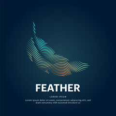 simple logo Feather Illustration in a linear style. Abstract line art Bird Feather Logotype concept icon. Feather Vector illustration suitable for organization, company, or community. EPS 10