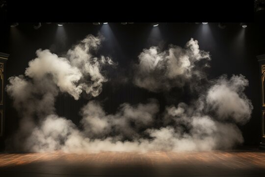 lit stage with smoke. Generative AI