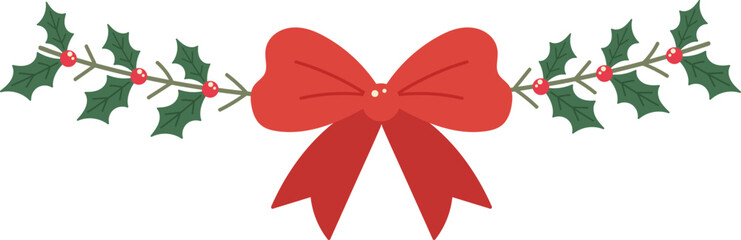 Christmas Floral Garland With Bow