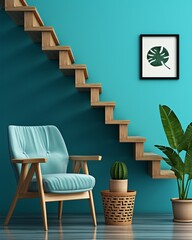 Stylish mock up poster frame, nordic and contemporary interior design. Gallery wall with empty frame and copy space. Scandinavian style home interior design of modern living room.