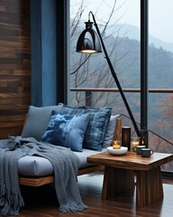 Stylish mock up poster frame, nordic and contemporary interior design. Gallery wall with empty frame and copy space. Scandinavian style home interior design of modern living room.