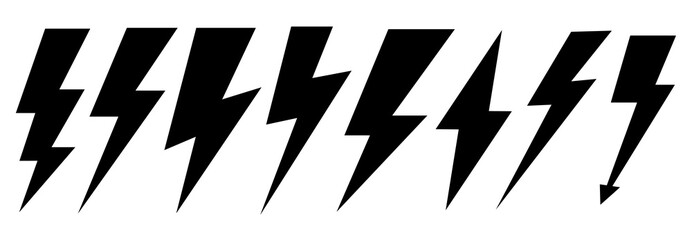 Set lightning bolt. Thunderbolt vector.