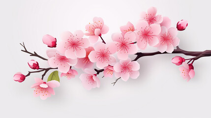 pink cherry blossom on white - 647305926