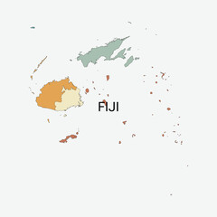 Fiji vector map with administrative divisions