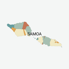 Samoa vector map with administrative divisions