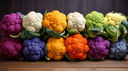 Raw organic multi colored cauliflower.