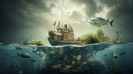 Fantasy landscape, magical dreams. Generation AI