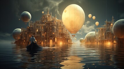 Fantasy landscape, magical dreams. Generation AI