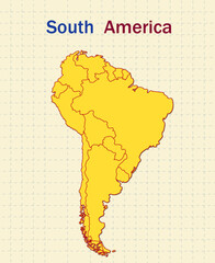 blank map of South America printable yellow color map of South America