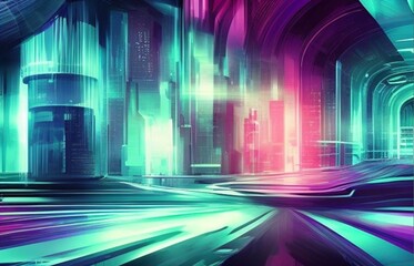 abstract blue tunnel