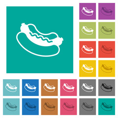 Hot dog square flat multi colored icons