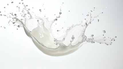 Milk splash out of glass isolated white background. AI generated