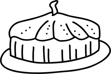 doodle freehand sketch drawing of cake.