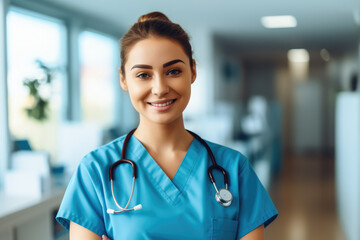 Smiling young nurse in a hospital