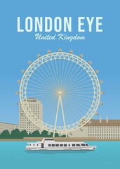The best view in illustration vector in london eye united kindom - obrazy, fototapety, plakaty