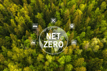 Carbon neutral and net zero or co2 emission for target in 2050 for a sustainable environment and...