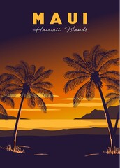 The best view in illustration vector in sunset beach maui hawaii