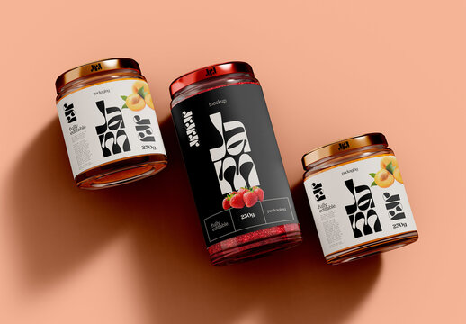 Top View of Cylindrical Jam Jars Mockup