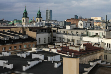 Contrast of roofs and old tenements of Warsaw. © Wojciech