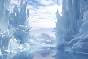 3D abstract wallpaper with an icy theme. Generative AI