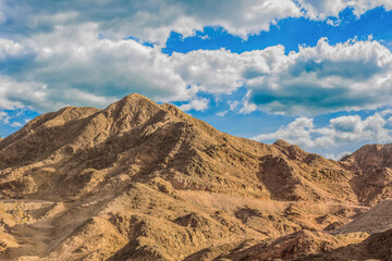 desert mountains Middle East wilderness landscape dry sand stone rocks without trail for tourism or pilgrimage in holy land