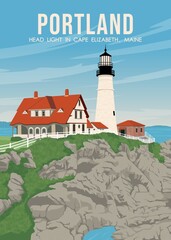 The best view in illustration vector in portland light house