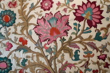 Möbelaufkleber Mughal-inspired embroidered textile design. Generative AI © Phoenix