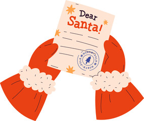 Hands With Letter To Santa Claus