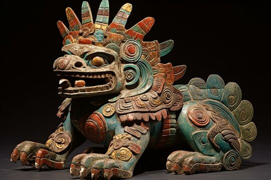 An Aztec deity depicted as Quetzalcoatl. Generative AI