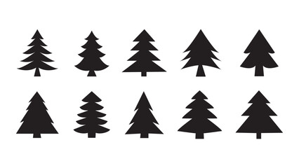 Obraz premium Set of Christmas trees icons, modern flat design. Vector
