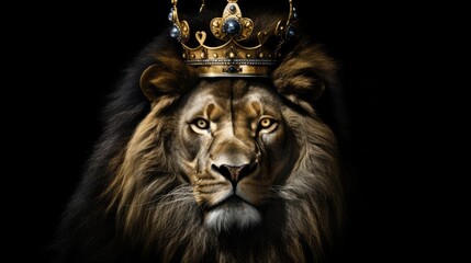 Obraz premium lion king of beasts on a black background
