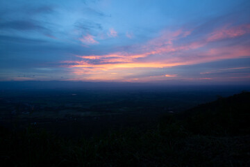 Evening light after sunset at Tat Mok National Park, THAILAND