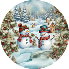Obraz premium Christmas ornament with Snowman Christmas decor transparent background illustration
