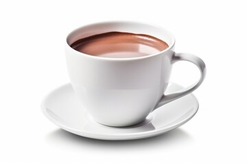 Cup of hot chocolate isolated on white background. Generative AI